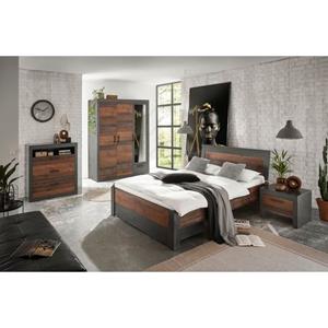 Home affaire Slaapkamerserie Brooklyn Bed met houten hoofdbord en lade (set, 5-delig)