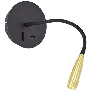 Brilliant Jutta G99946/86 LED-wandspot LED vast ingebouwd Energielabel: G (A - G) 2.8 W LED Zwart, Goud