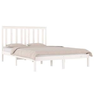 vidaXL Bettgestell Massivholzbett Weiß Kiefer 150x200 cm 5FT King Size Bett Bettgestell B