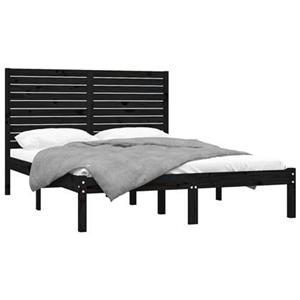 VidaXL Bedframe massief hout zwart 150x200 cm 5FT King Size