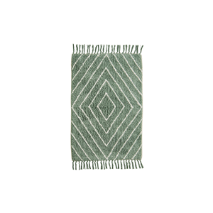 Madam Stoltz-collectie Getufte katoenen badmat met ruit patroon ,Dusty groen, off white