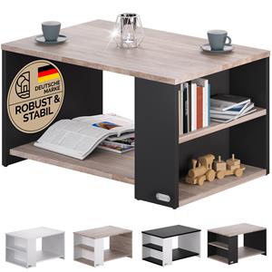 casaria Couchtisch mit Ablage 2 Fächer Stauraum 90x59x48cm Kratzfest Holz 50kg Belastbarkeit Groß Wohnzimmer Büro Sofa Couch Tisch Beistelltisch holz grau