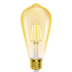 BES LED LED Lamp - Smart LED - Aigi Rixona - Bulb ST64 - 6W - E27 Fitting - Slimme LED - Wifi LED + Bluetooth - Aanpasbare Kleur - Amber - Glas