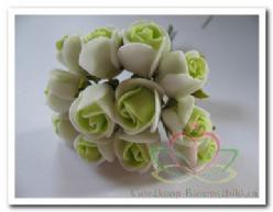 Decoflorall Mini foam roos 2 cm. Groen /creme doos 144 st Mini foam roos