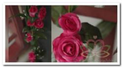 Decoflorall Rozen zijde bloemen guirlande Fuchsia nr 005 Rozen zijde bl
