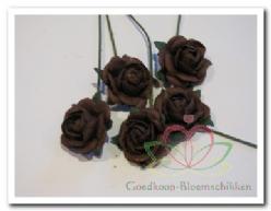 Decoflorall Mulberry Roosjes Choc. bruin10-15 mm / PAK Mulberry Roosje