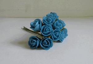 Decoflorall Mini foam roos 2 cm. Blauw Azuro/ bundel Mini foam roos