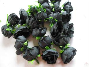 Decoflorall Roosjes 3 cm. zijde Zwart voor corsage of zeep +/-20 stuks Roos zijdebloem