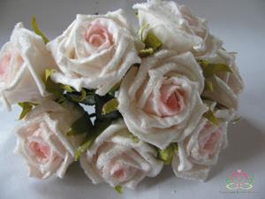 Decoflorall Actie foam roos Elegant cremeroze besuikerd / bundel  foam roos Eleg