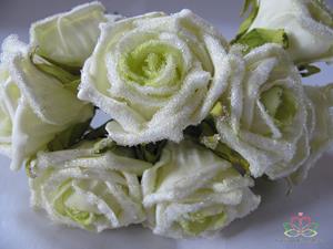 Decoflorall Actie foam roos Elegant cremeGroen besuikerd / bundel foam roos Eleg