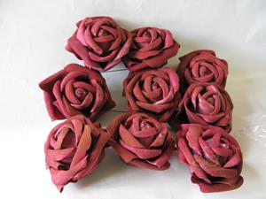 Decoflorall foam Rose Open Burgundy Gemeleerd 10cm. Zak/9 stuks foam Roos
