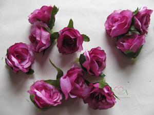 Decoflorall Roosjes 3 cm. Zijde Best Quality Paars 2tone 10 st Roos zijdebloem