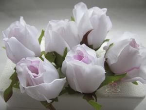 Decoflorall Roosjes 5-6cm. Zijde Best Quality Wit-Purple 2tone 10 st Roos zijdebloem