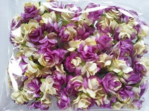Decoflorall Mulberry Roos Cream -Lila Puffy 3, 75 cm./ PAK50 Mulberry Roosje