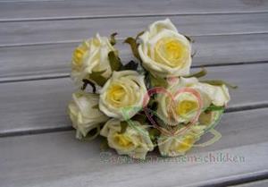 Decoflorall foam roos Elegant 5 cm. Creme-geel/LichtGeel/stuk foam roos Eleg