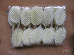 Decoflorall Blad zijde blaadjes op draad BIG- PAK200 CREME 3*5cm. Blad zijde blaad