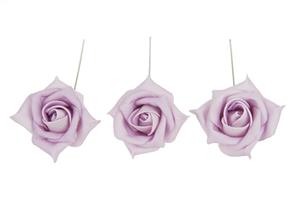 Decoflorall foam rose 6cm. 12pc zak Lightpink/Lilac Lila foamroos