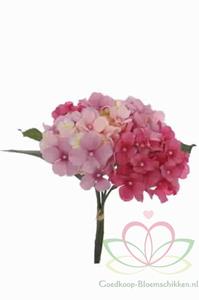 Decoflorall Hortensia Boeketje met *5 PINK ZIJDE Hortensia