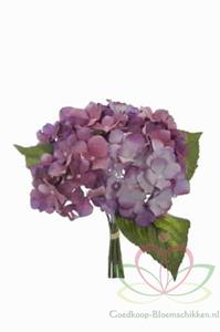 Decoflorall Hortensia Boeketje met *5 PURPLE ZIJDE Hortensia