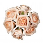 Decoflorall foam roos Emilia 6 cm. Peach / BUNDEL7 foam roos Eleg