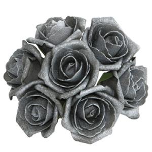 Decoflorall foam roos Emilia antique Antracite / dark Grey doos 42 Parelmoer bloemen