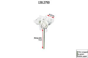 Decoflorall Actie Mini foamrose met tule Wit BULK pak 96*3 roosjes is 288 st Minifoamrose met tule Wit