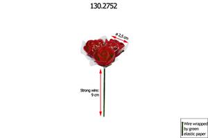 Decoflorall Actie Mini foamrose met tule ROOD BULK pak 96*3 roosjes is 288 st Minifoamrose met tule