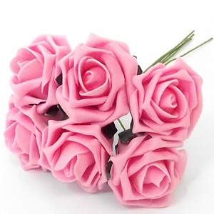 Decoflorall foam roos Champion Pinkroze 6, 5 cm. BUNDEL 6 foamroos