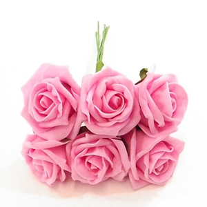 Decoflorall foam roos Princess Kleurvast Antique Hard Roze 6cm. BUNDEL 6 foamrozen