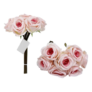 Decoflorall Zijderoos Large roosbundel 7 stuks Licht Pink/Pink Zijderoos Licht Pink/Pink