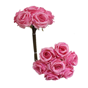 Decoflorall Zijderoos Large roosbundel 7 stuks DarkPink Zijderoos DarkPink