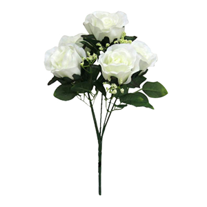 Decoflorall Sweety Rose Roos Rozenboeketje (5 knop) met Gips 31cm. Ivory Rozenboeketje Gips