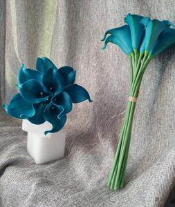 Decoflorall Calla Real Touch Teal /- 7 cm. en 37cm lang. / st Calla Teal /Aqua +/- 7 cm.