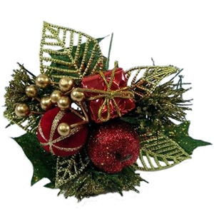 Decoflorall KerstbijstekerRode +goud Appel, cadeautje en besjes / stuk Kerstbijsteker