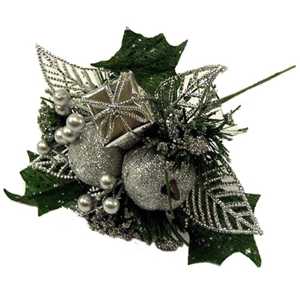 Decoflorall KerstbijstekerZilver Appel, cadeautje en besjes / stuk Kerstbijsteker