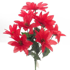 Decoflorall Kerstster Kerstroos POINSETTIA BOEKET9 koppen Rood POINSETTIA 9