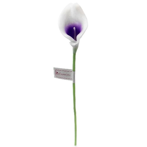 Decoflorall Calla Real Touch Wit/Lila +/- 7 cm. en 37cm lang. / st Calla Real Touch +/- 7 cm.