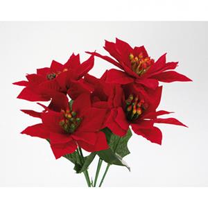 Decoflorall Kerstster Kerstroos POINSETTIA 5 koppen Rood VELVET POINSETTIA Velvet