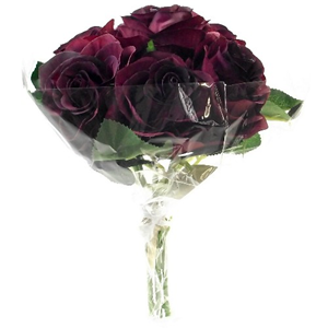 Decoflorall Zijderoos Roosbundel 7 stuks BURGUNDY Zijderoos Donkerrood