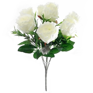 Decoflorall CRINKLED ROSEBUD BUSH WITH GRASS WHITE Roos boeket