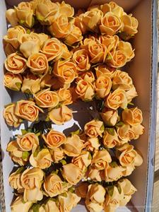 Decoflorall Mini foam roos 2 cm. OkerGeel doos 144 st Mini foam roos