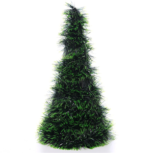 Decoflorall Dennenboom kerstboom Kunst 26 cm. TINSEL GREEN/BLACK Kunst boompje