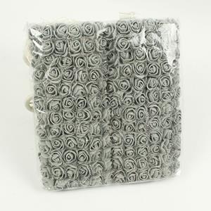 Decoflorall Actie Mini foamrose met tule Grijs BULK pak 144 st 2 cm