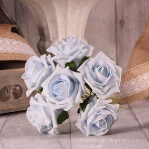 Decoflorall Foam Roos Tea Rose X6 Baby Blue Foamroos