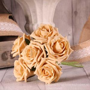 Decoflorall Foam Roos  Tea Rose X6 Cream Gold Foamroos