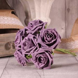 Decoflorall Foam Roos  Tea Rose X6 Mauve Foamroos