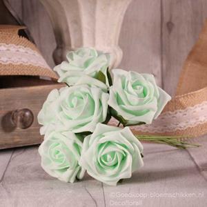Decoflorall Foam Roos  Tea Rose X6 Mint Green Foamroos