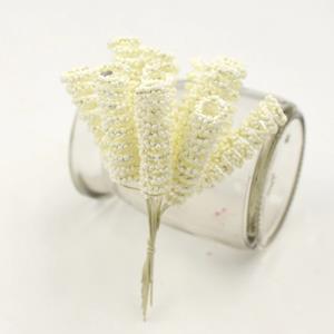 Decoflorall Foam Curly Stamen Bacca pick Creme 12/bundel voor corsages en inpakken