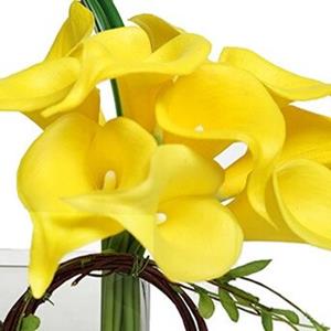 Decoflorall Calla Real Touch Yellow orange +/- 7 cm. en 37cm lang. / st Calla Real Touch +/- 7 cm.