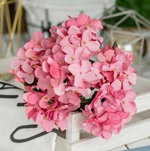 Decoflorall Hortensia bundel met 6 takken +/- 30 cm.Rozerood Hortensia  